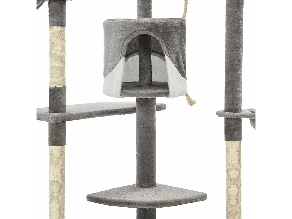 Arbre à chat avec griffoirs en sisal 203 cm Gris et Blanc