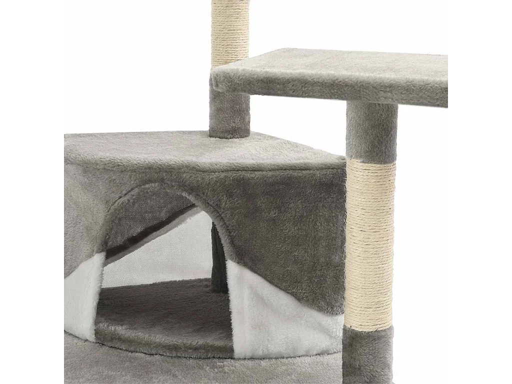 Arbre à chat avec griffoirs en sisal 203 cm Gris et Blanc