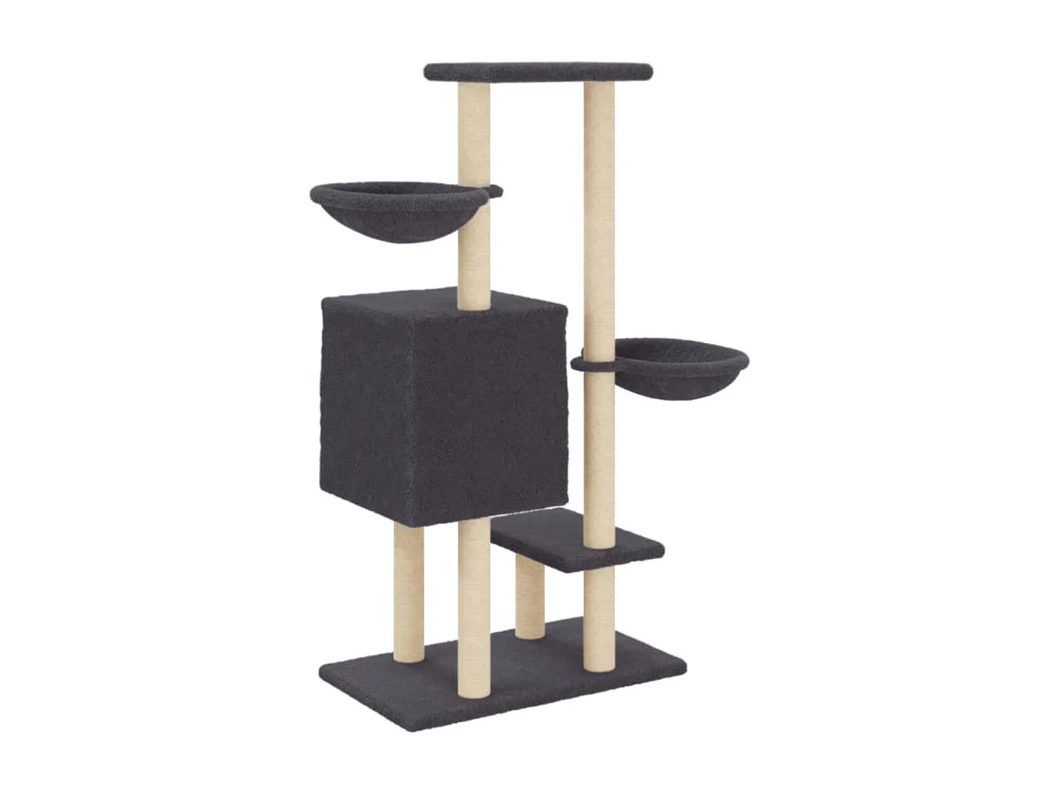 Rascador para gatos con postes de sisal gris oscuro 117 cm