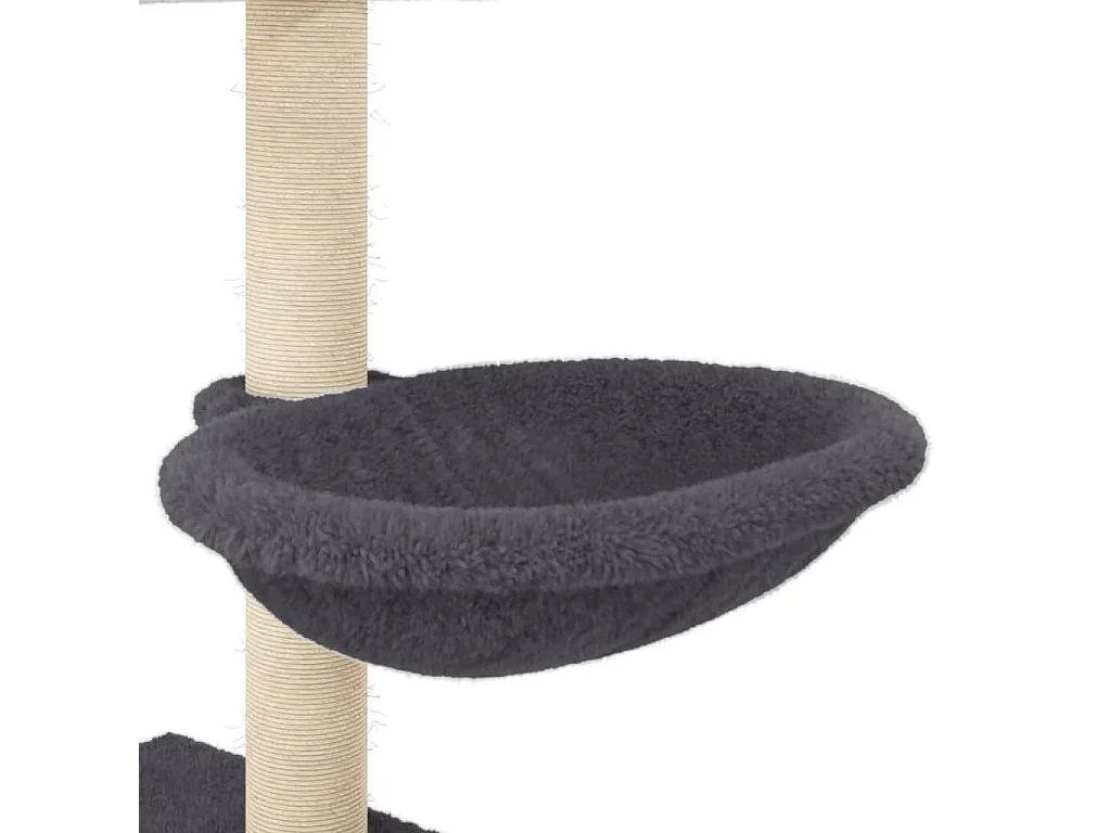 Rascador para gatos con postes de sisal gris oscuro 117 cm