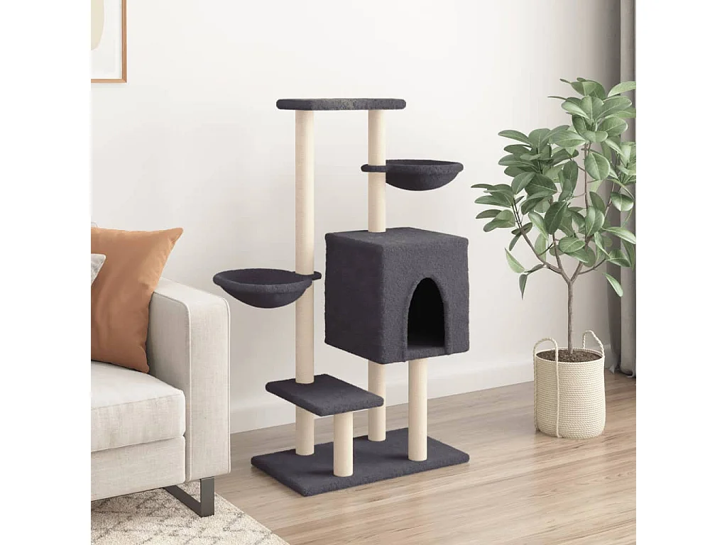 Arbre à chat avec griffoirs en sisal gris foncé 117 cm