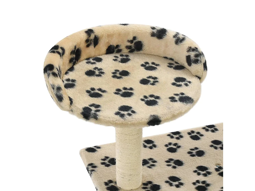 Arbre à chat avec griffoir en sisal 95 cm Beige Motif de pattes