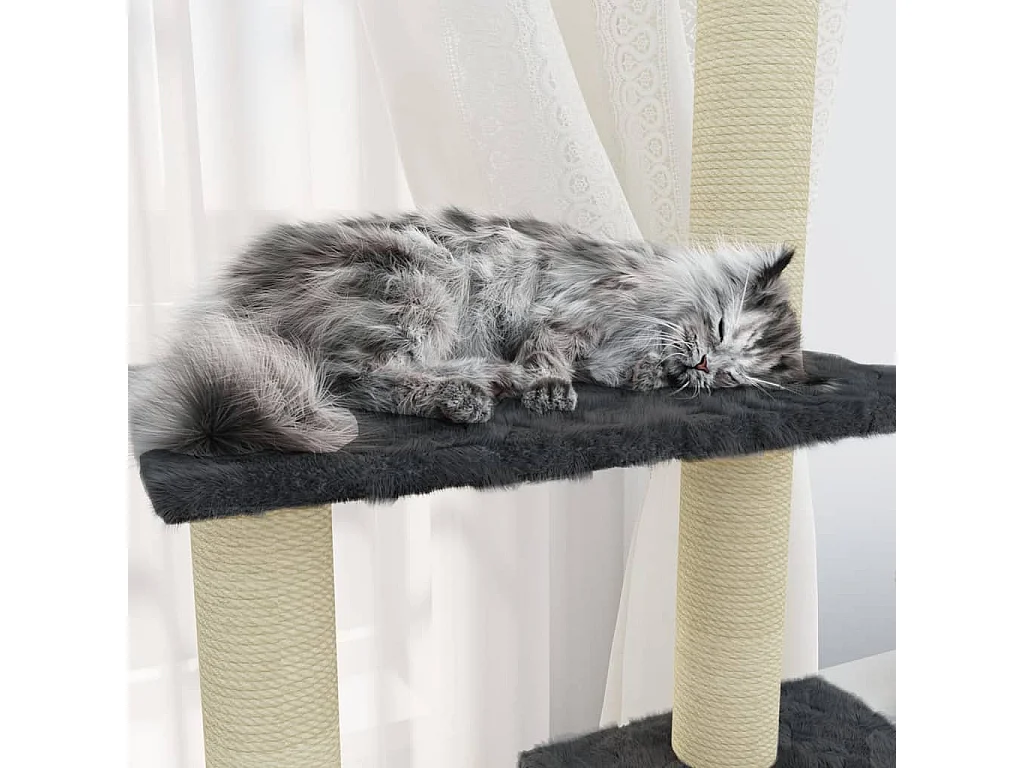 Arbre à chat avec griffoirs en sisal Gris foncé 155 cm