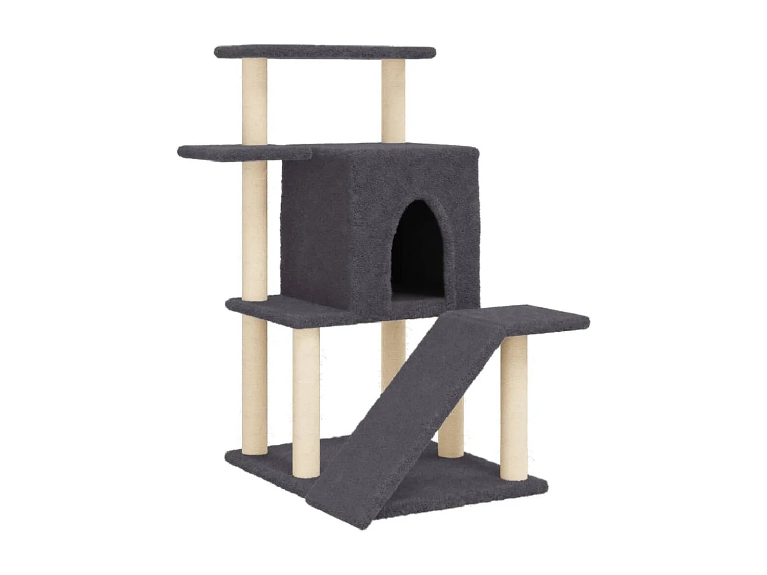 Rascador para gatos con postes de sisal gris oscuro 97 cm
