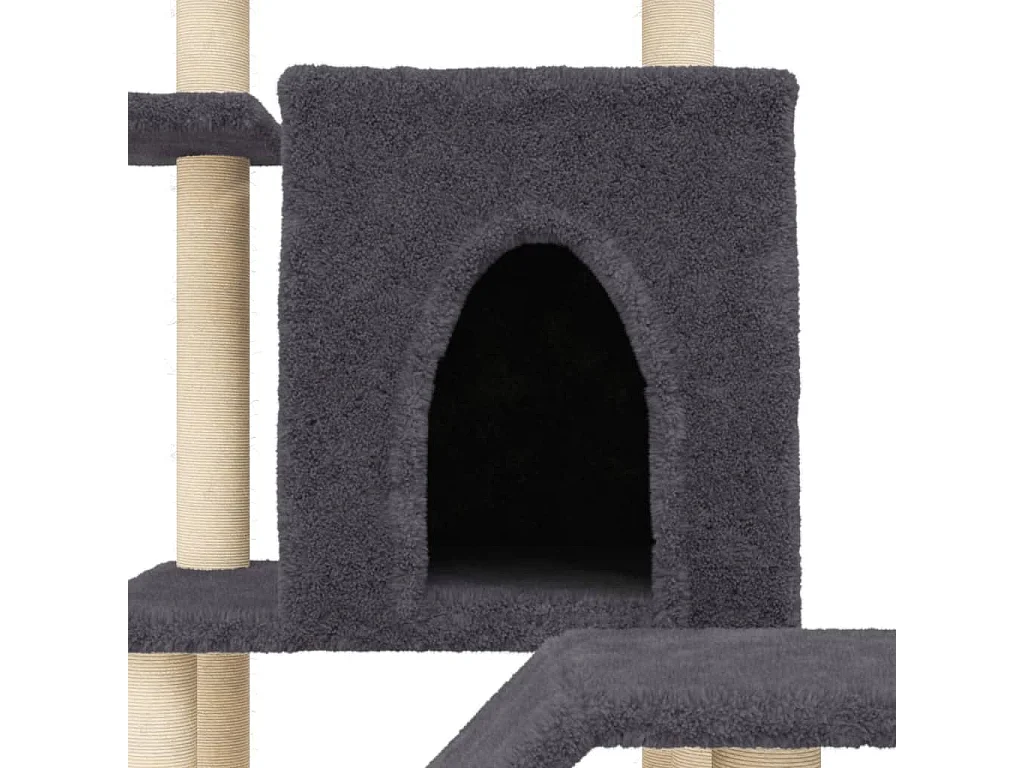 Arbre à chat avec griffoirs en sisal gris foncé 97 cm