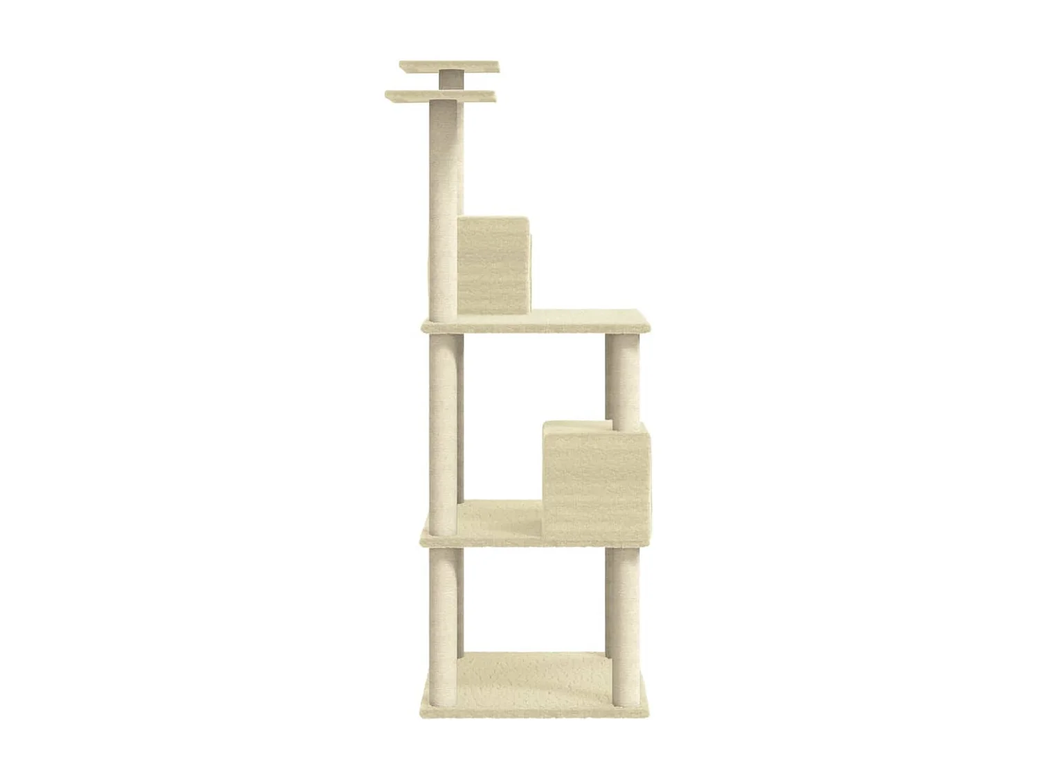 Rascador para gatos con postes de sisal color crema 141 cm