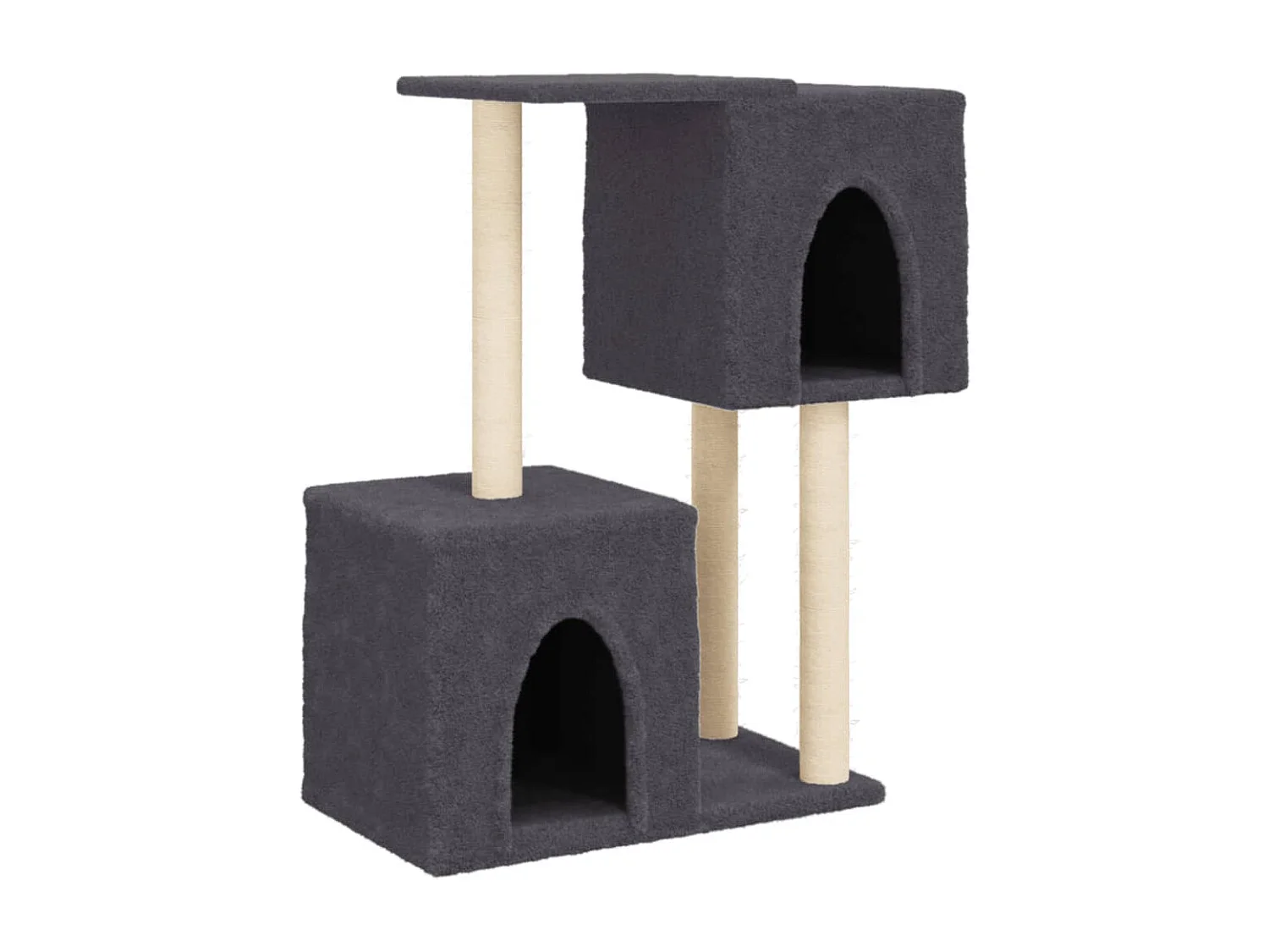 Rascador para gatos con postes de sisal gris oscuro 86 cm