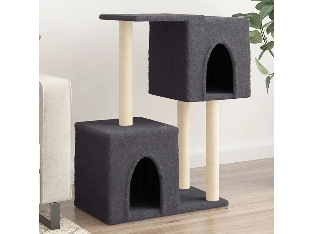 Arbre à chat avec griffoirs en sisal Gris foncé 86 cm
