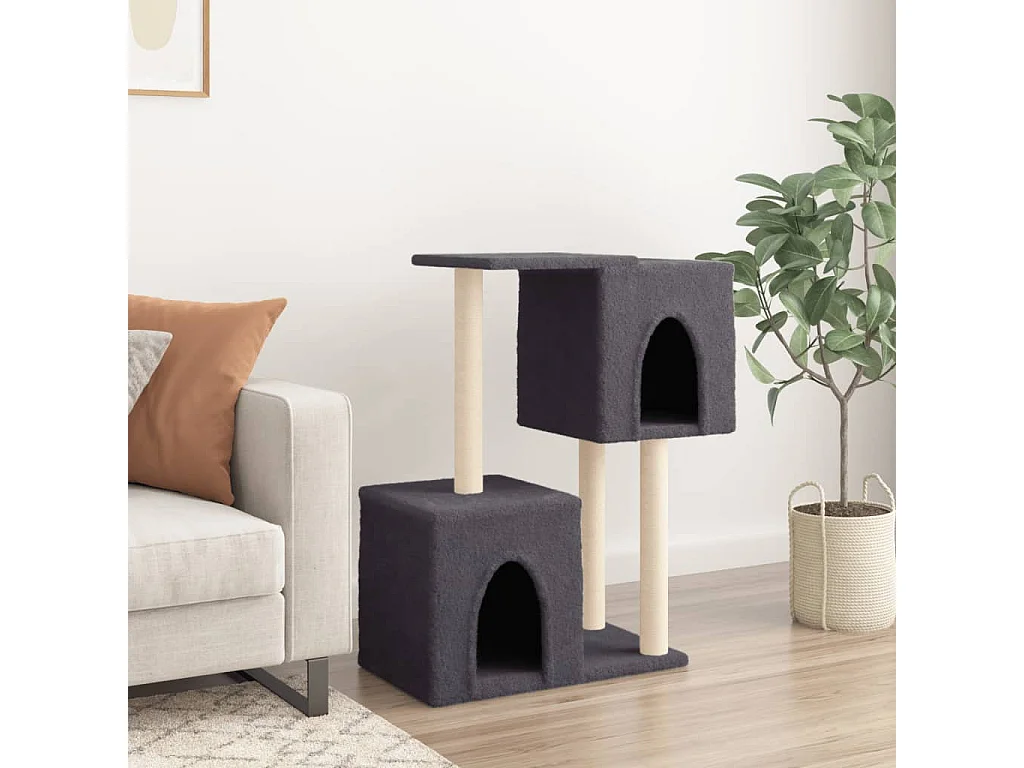 Arbre à chat avec griffoirs en sisal Gris foncé 86 cm