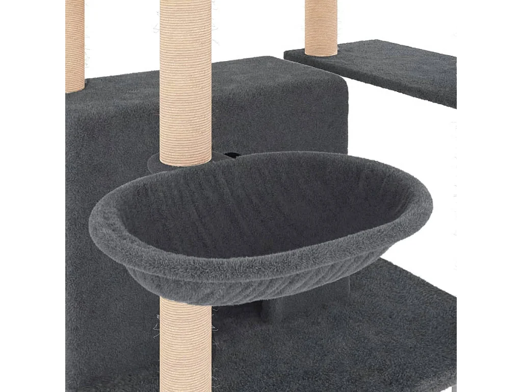 Arbre à chat avec griffoirs en sisal Gris foncé 166 cm