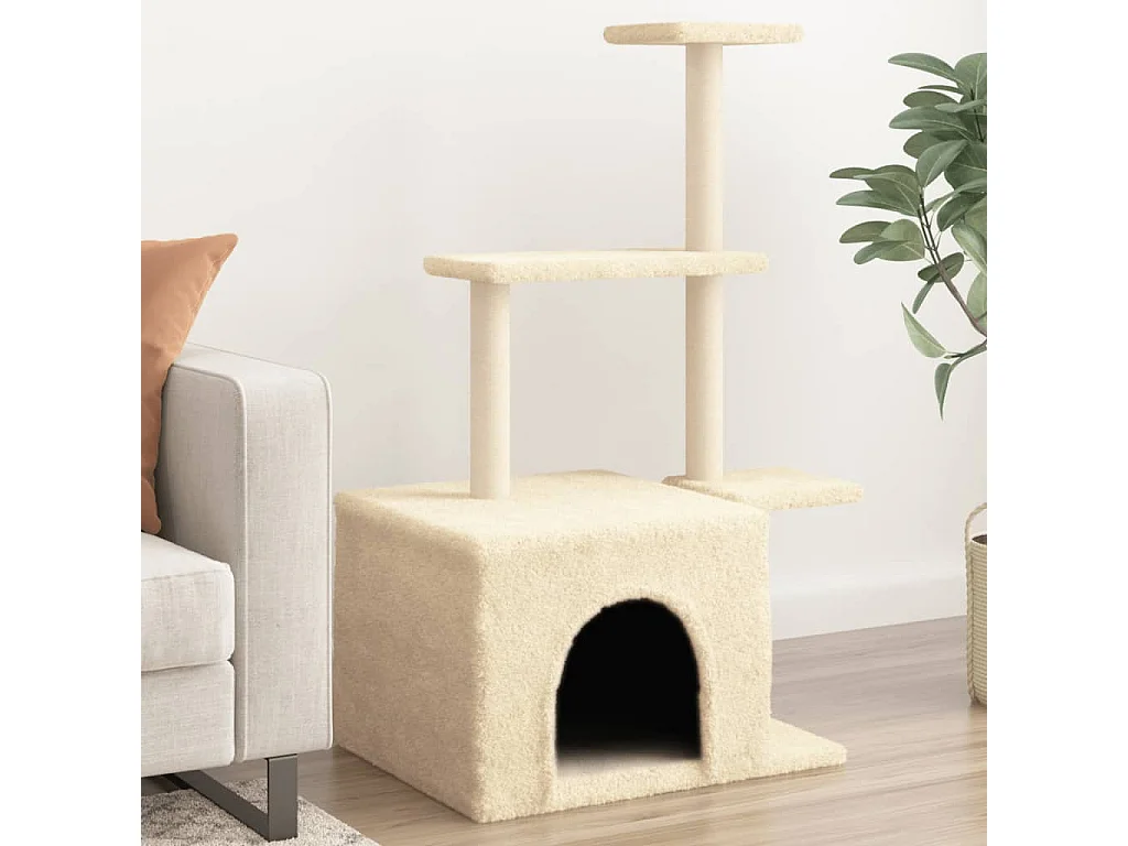 Arbre à chat avec griffoirs en sisal crème 110 cm