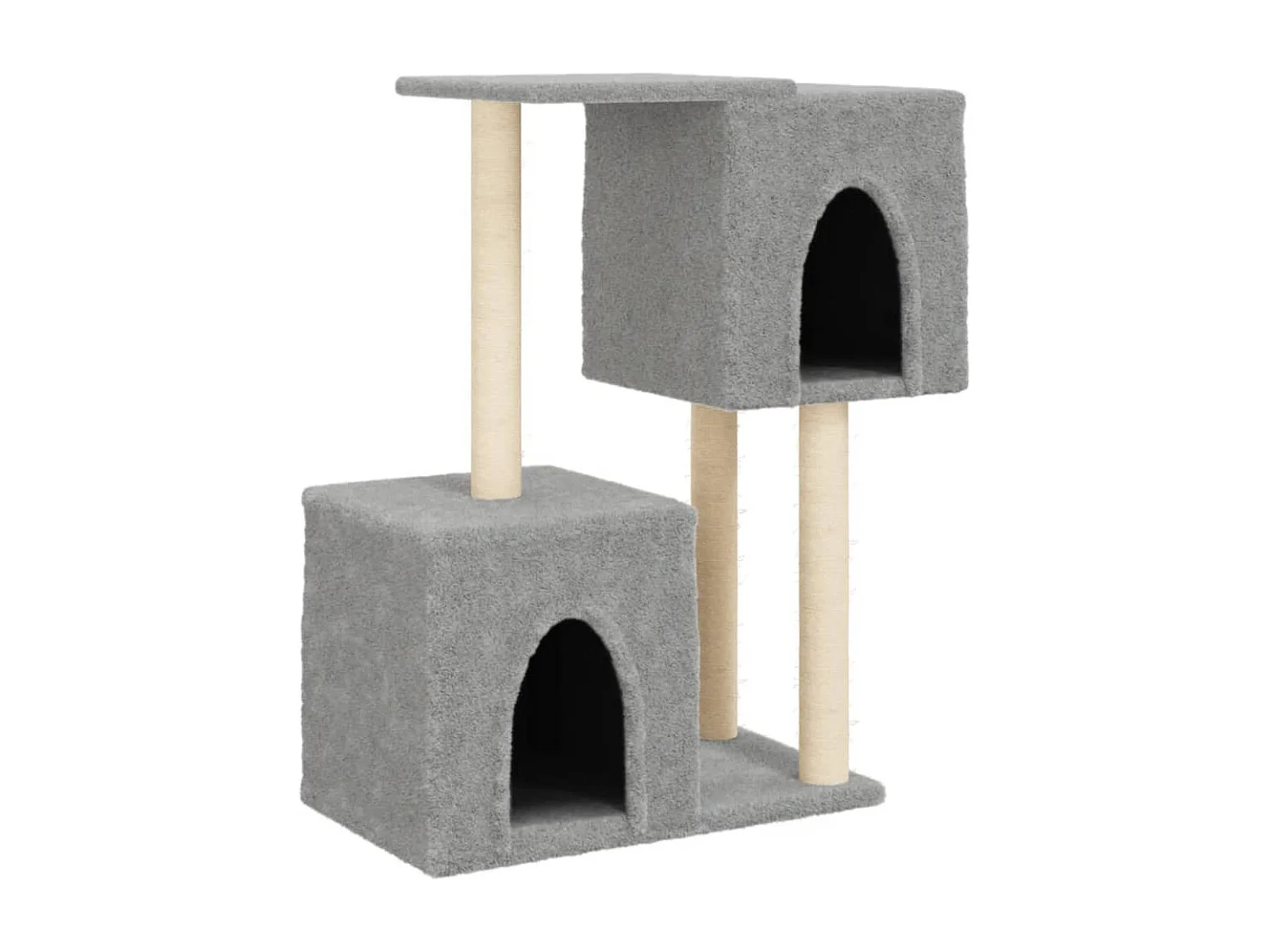 Rascador para gatos con postes de sisal gris claro 86 cm