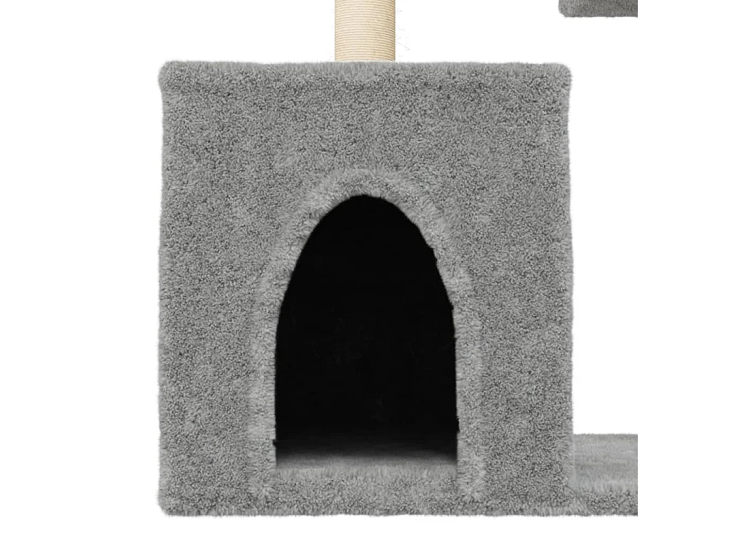 Rascador para gatos con postes de sisal gris claro 86 cm