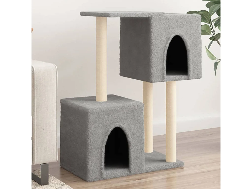 Árvore para gatos com postes arranhadores sisal 86 cm cinza-claro