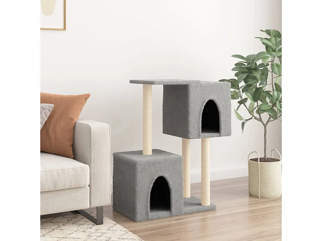 Árvore para gatos com postes arranhadores sisal 86 cm cinza-claro