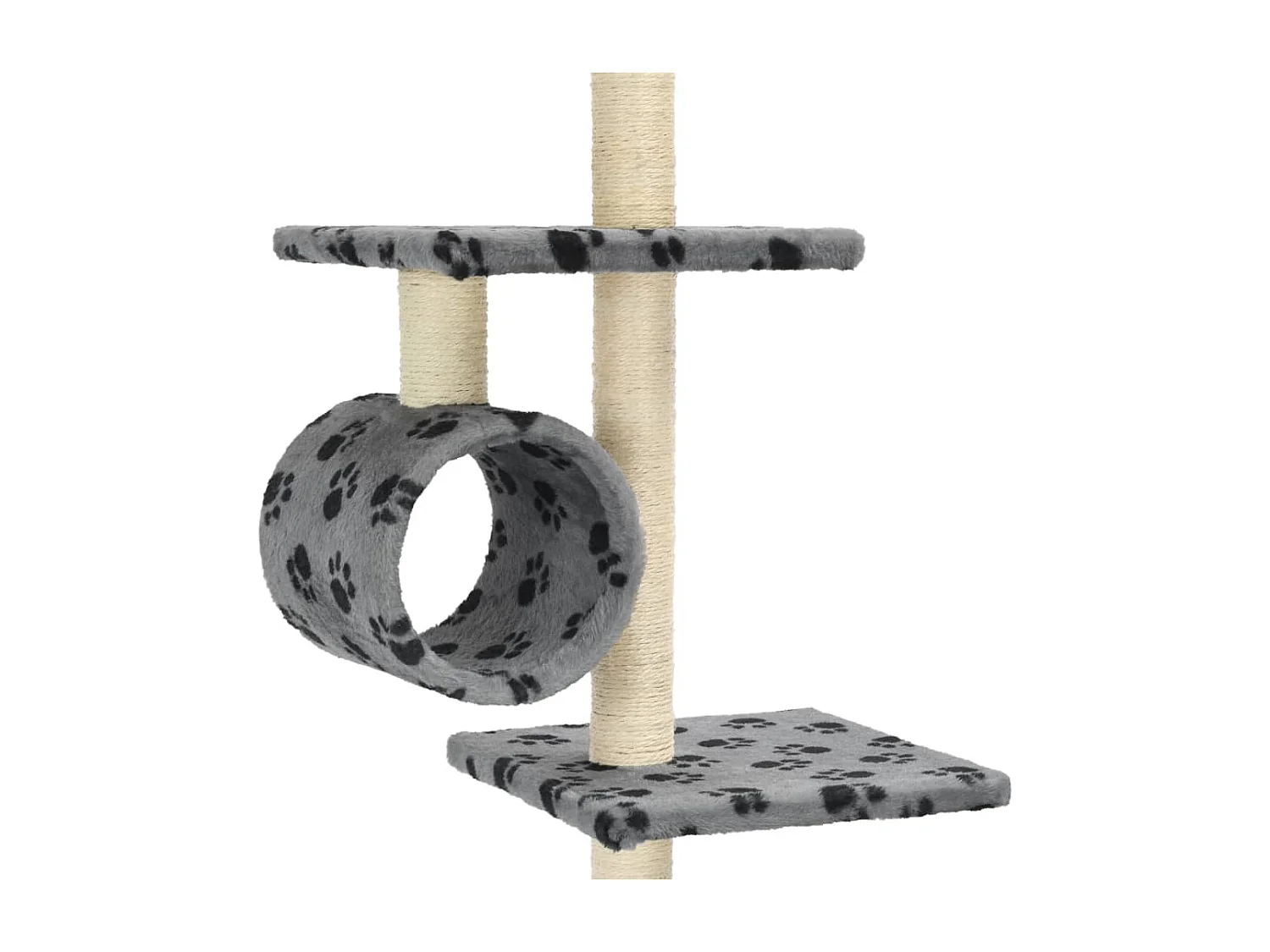 Arbre à chat avec griffoirs en sisal 260 cm Gris Motif pattes