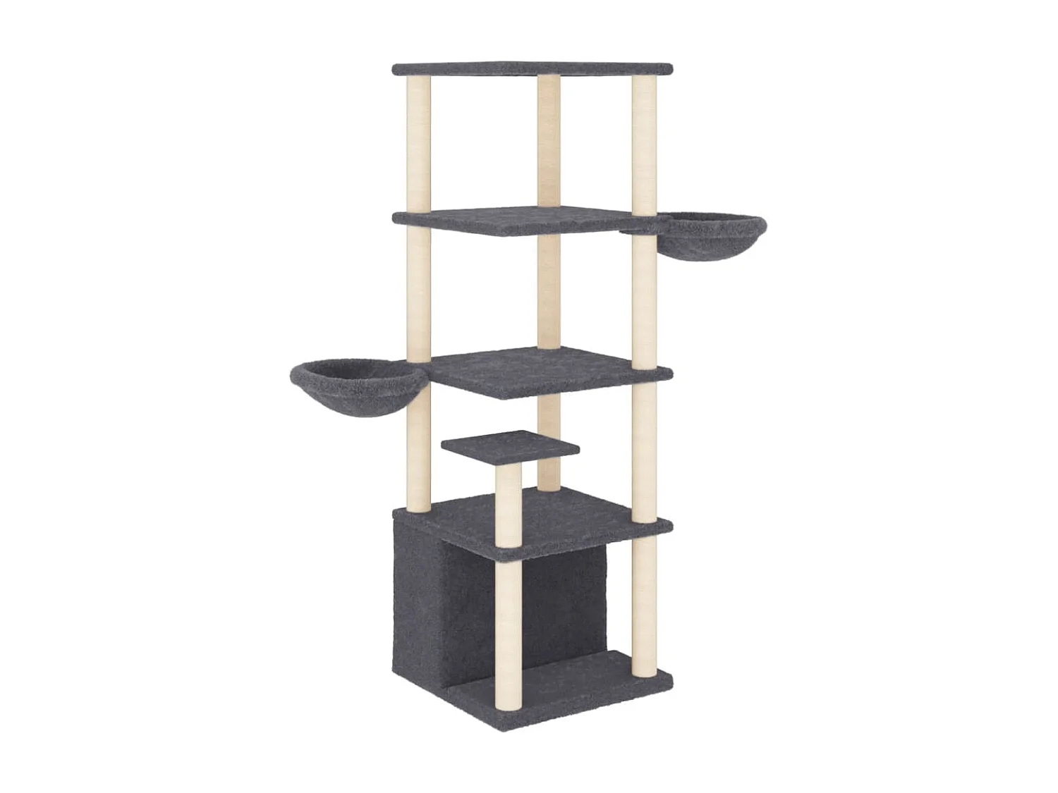 Arbre à chat avec griffoirs en sisal gris foncé 147 cm