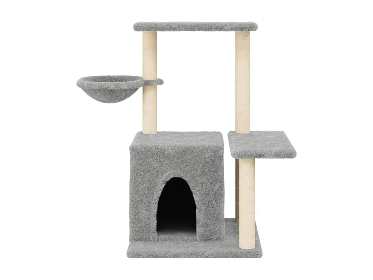 Rascador para gatos con postes de sisal gris claro 83 cm