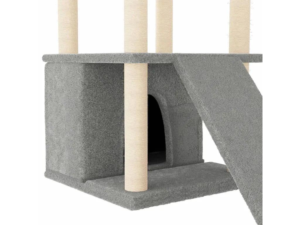 Arbre à chat avec griffoirs en sisal gris clair 133 cm