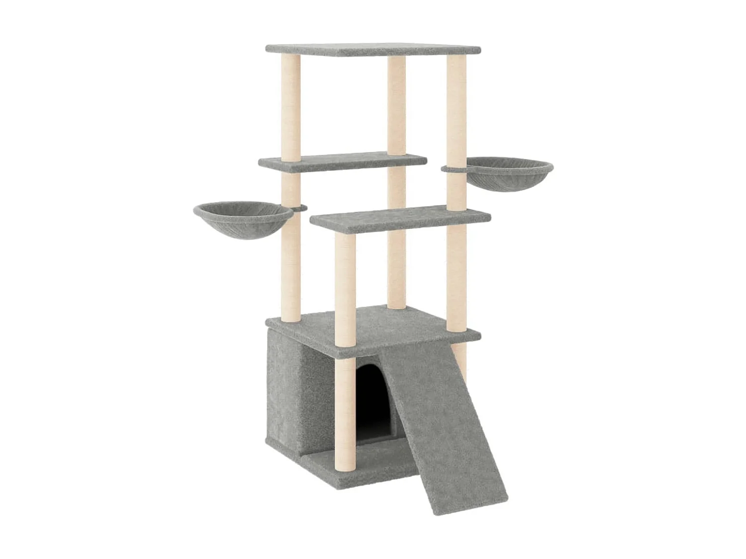 Arbre à chat avec griffoirs en sisal gris clair 133 cm
