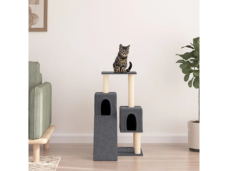 Arbre à chat avec griffoirs en sisal Gris foncé 82 cm