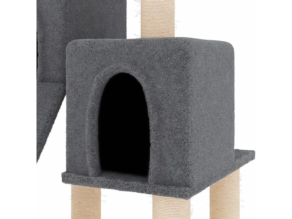 Arbre à chat avec griffoirs en sisal Gris foncé 82 cm