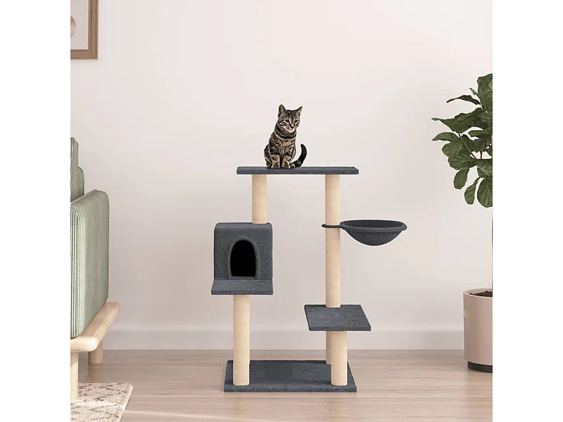 Arbre à chat avec griffoirs en sisal gris foncé 82,5 cm