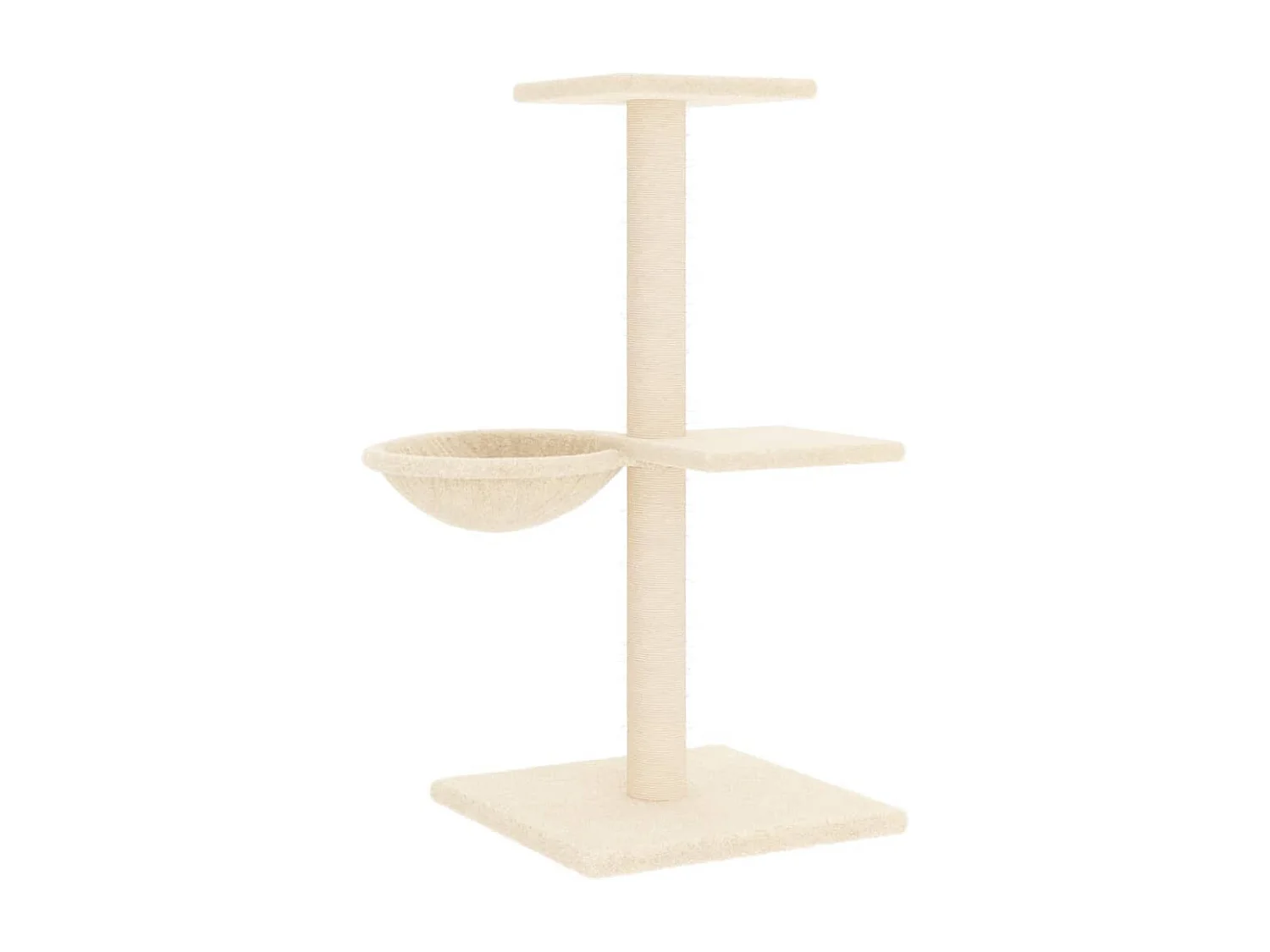 Rascador para gatos con postes de sisal color crema 72 cm