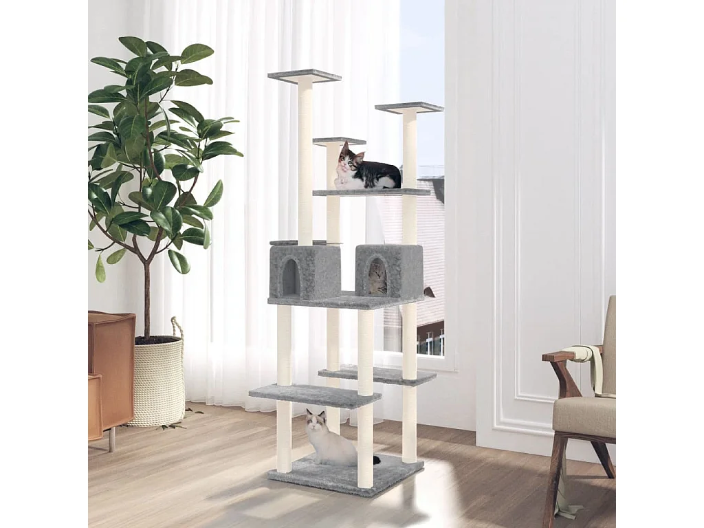 Arbre à chat avec griffoirs en sisal Gris clair 167 cm