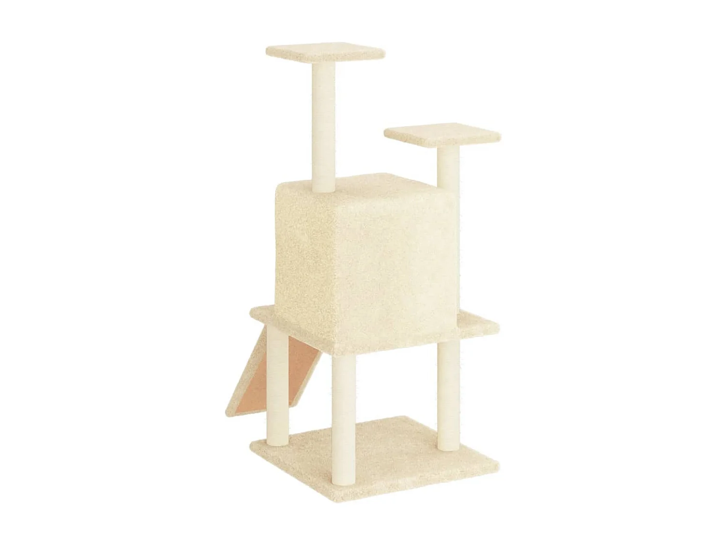 Rascador para gatos con postes de sisal color crema 110 cm