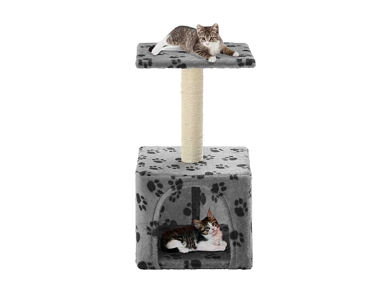 Arbre à chat avec griffoirs en sisal 55 cm Gris Motif de pattes