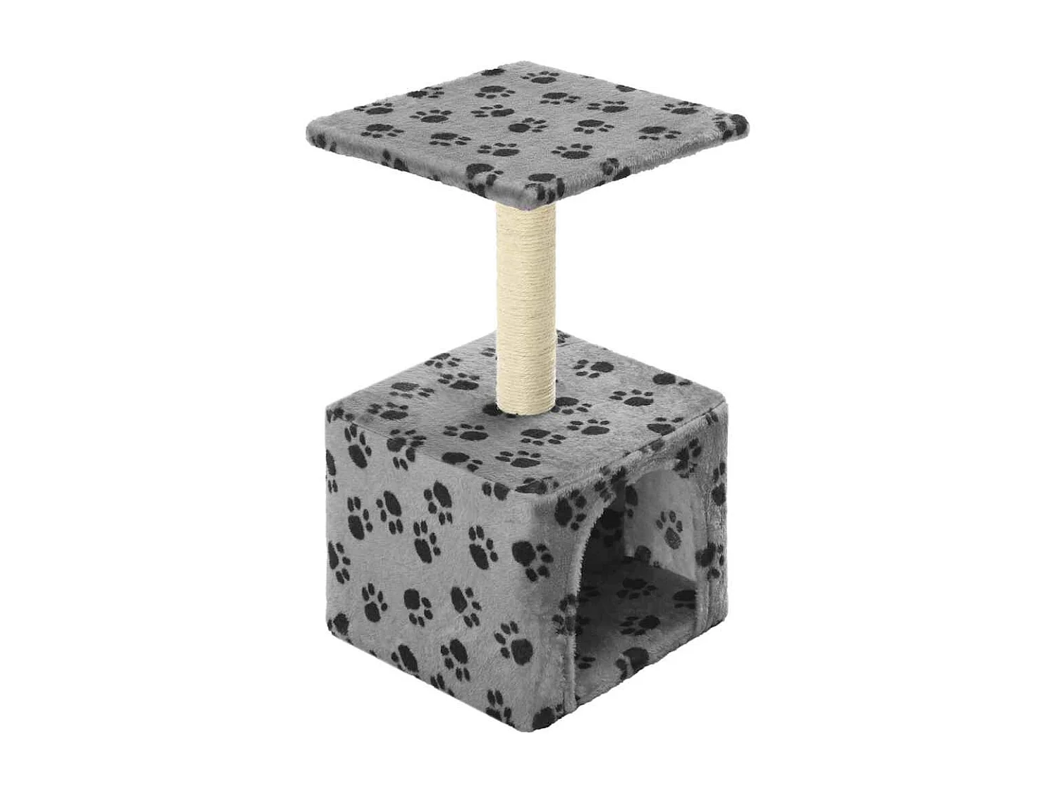 Arbre à chat avec griffoirs en sisal 55 cm Gris Motif de pattes