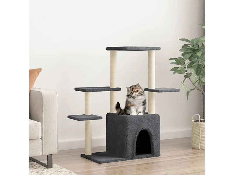 Arbre à chat avec griffoirs en sisal gris foncé 97,5 cm