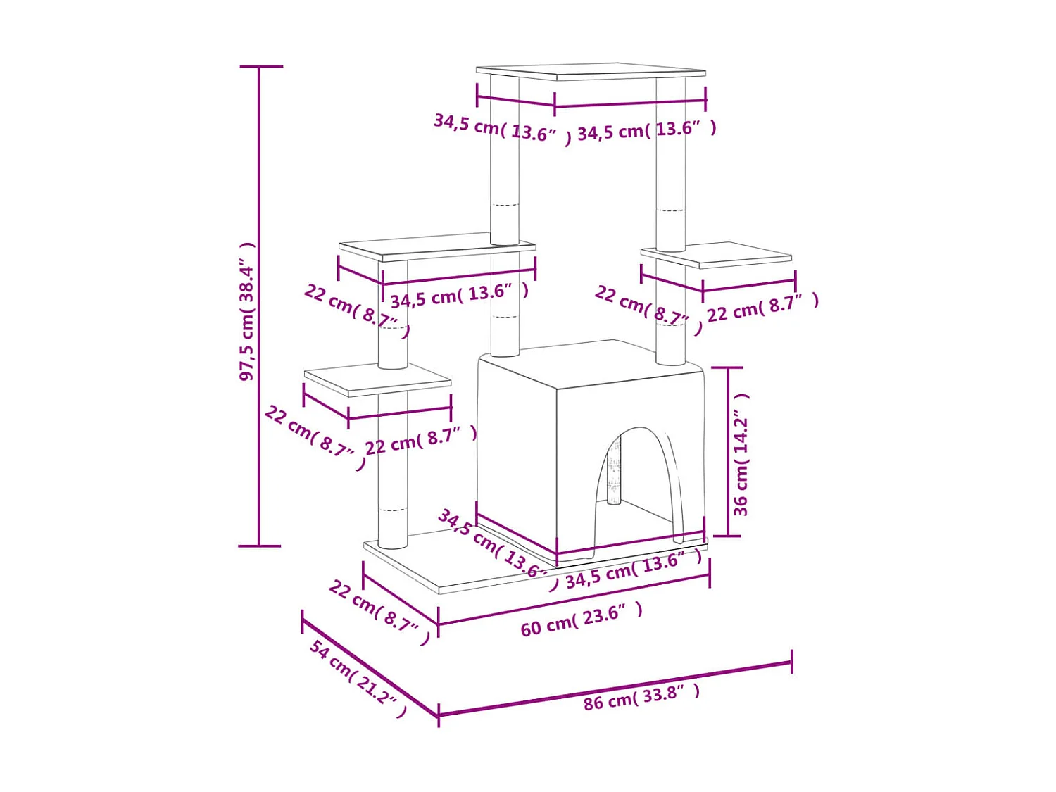 Arbre à chat avec griffoirs en sisal gris foncé 97,5 cm