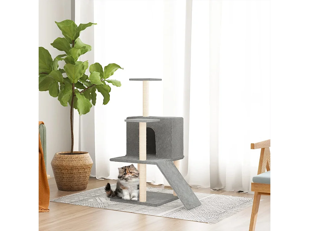 Arbre à chat avec griffoirs en sisal Gris clair 109 cm