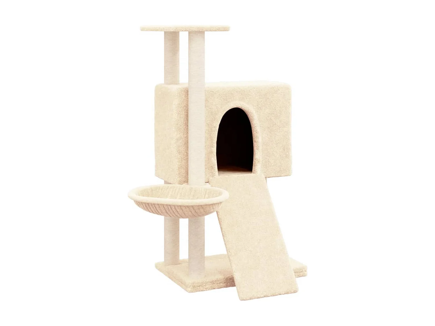 Rascador para gatos con postes de sisal crema 96 cm