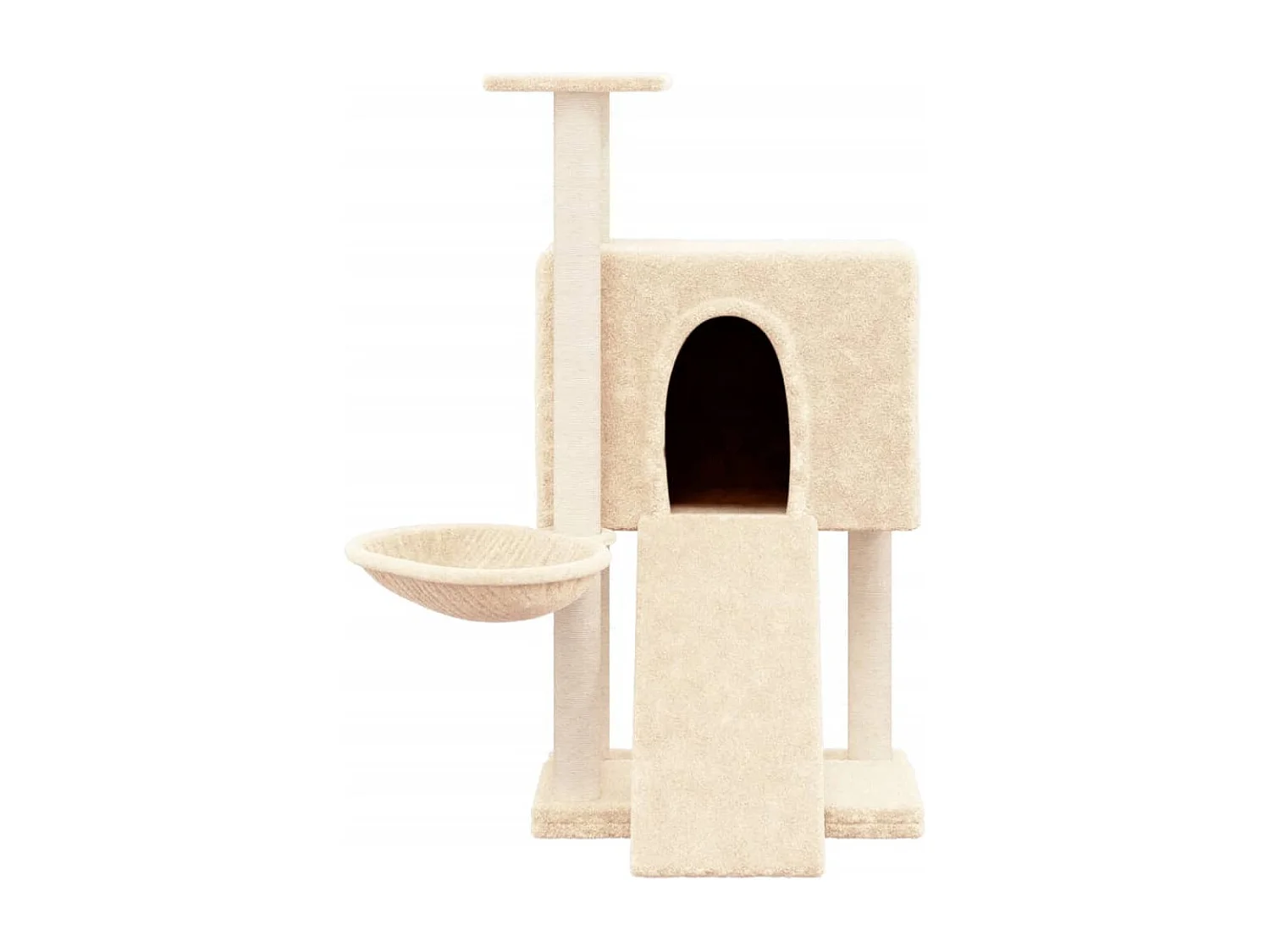 Rascador para gatos con postes de sisal crema 96 cm