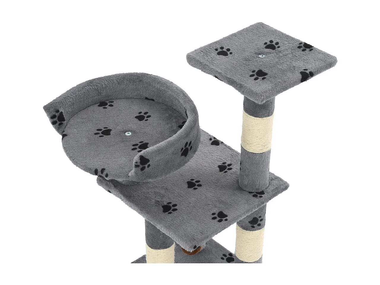 Arbre à chat et griffoir Sisal 65 cm Empreintes de pattes Gris