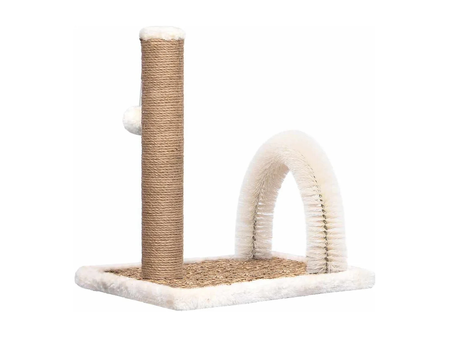Arbre à chat avec brosse de toilettage en arche et grattoir