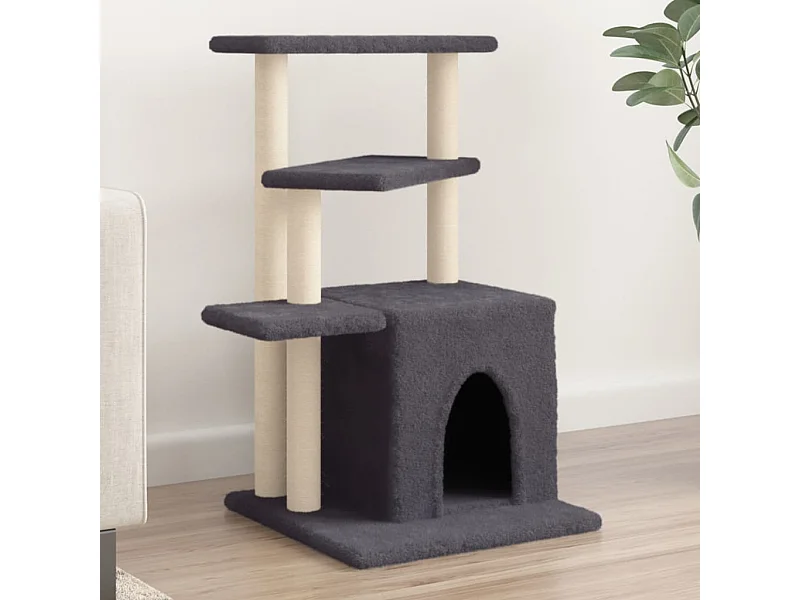 Rascador para gatos con postes de sisal gris oscuro 83,5 cm
