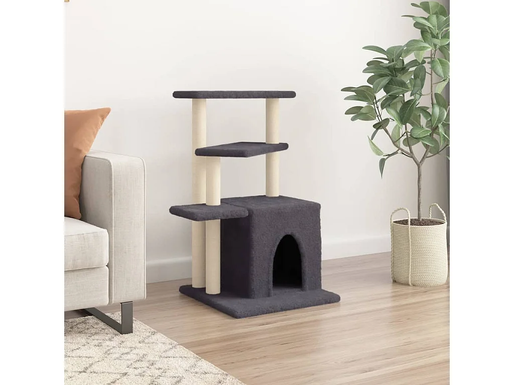 Arbre à chat avec griffoirs en sisal gris foncé 83,5 cm