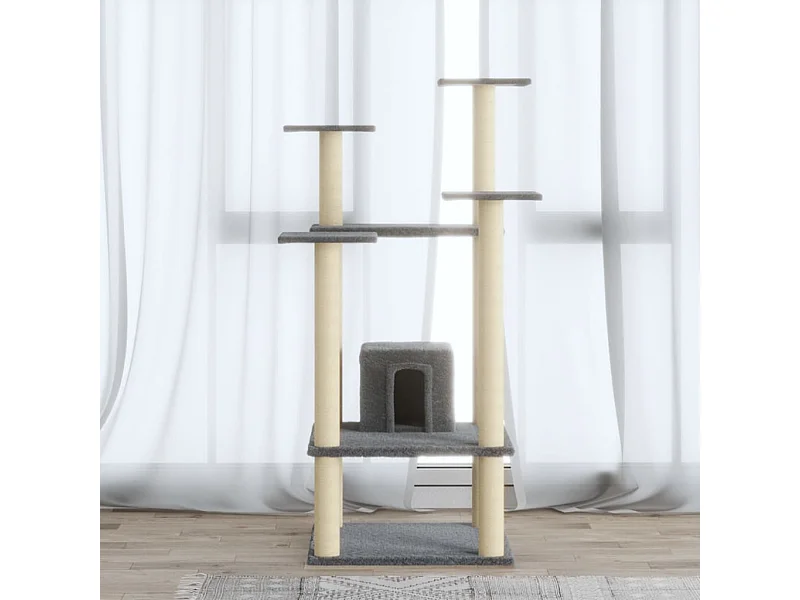 Arbre à chat avec griffoirs en sisal Gris clair 110 cm