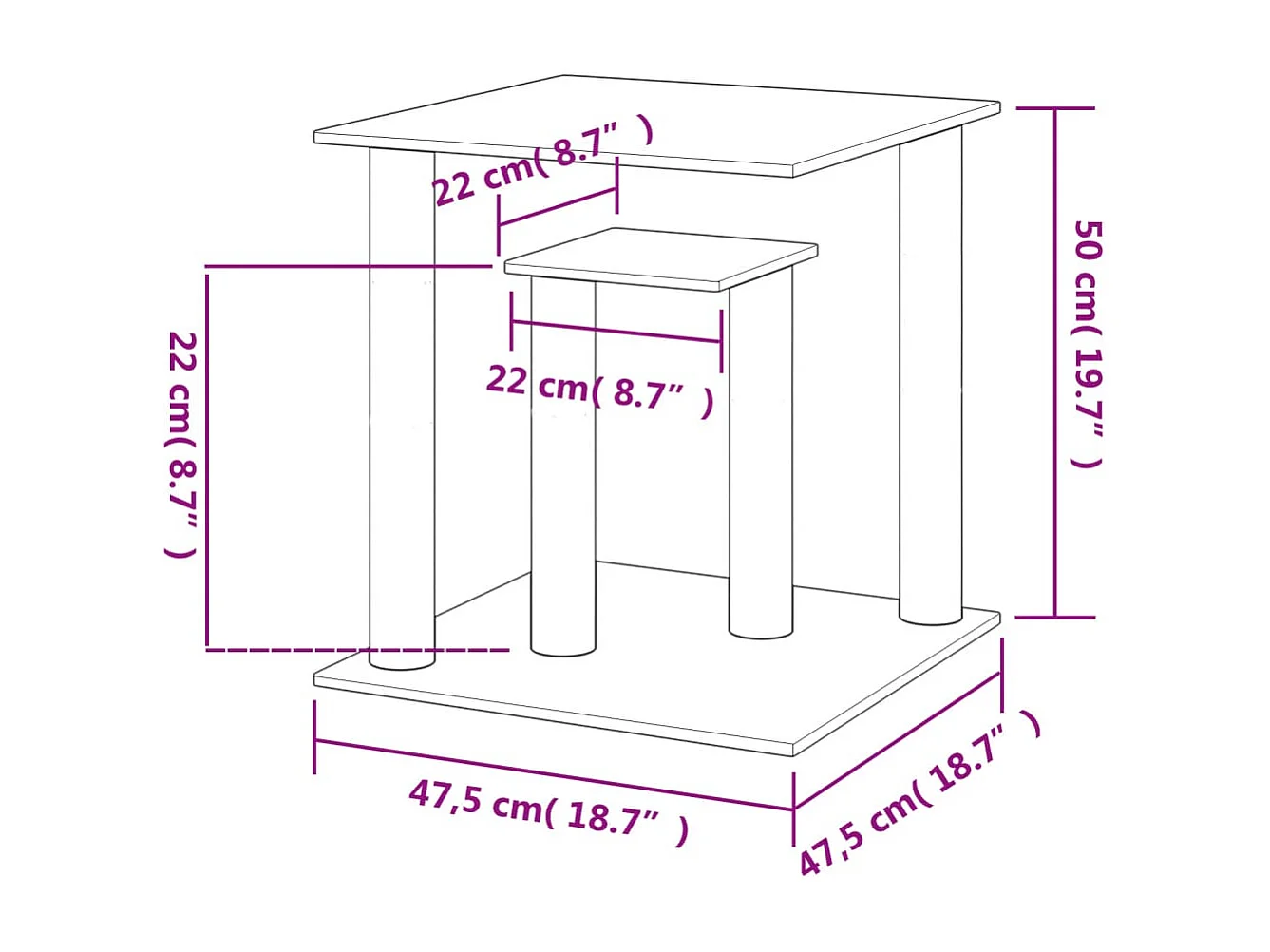 Postes arranhadores para gatos com plataformas 50 cm cor creme