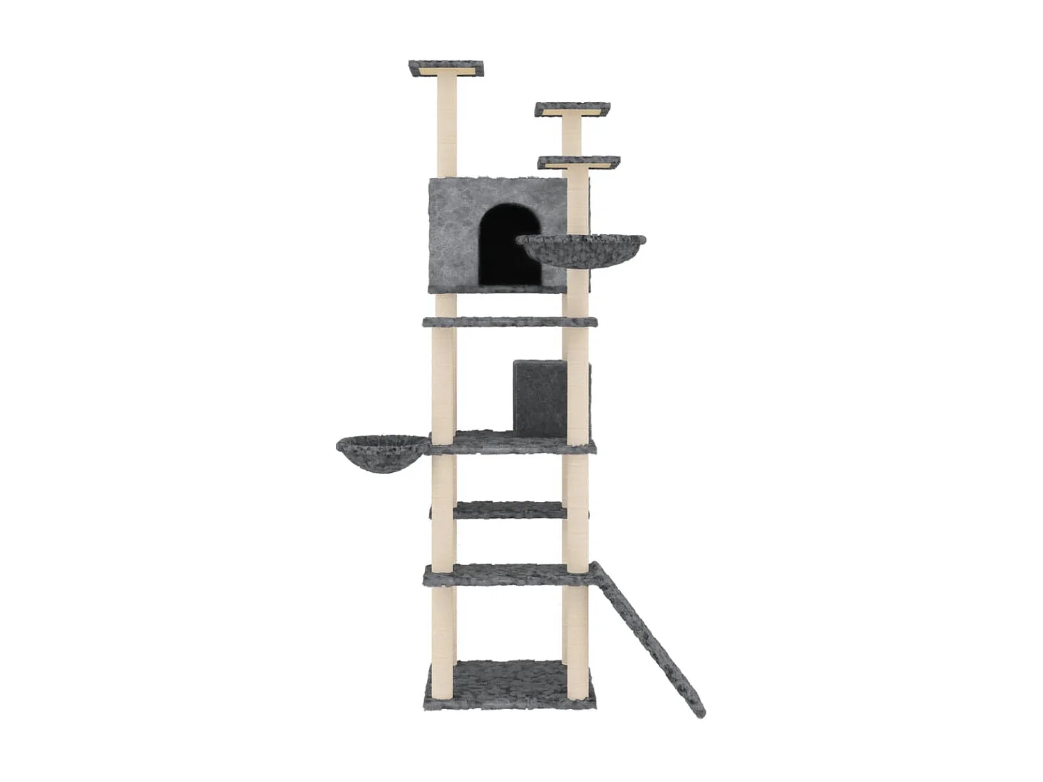 Rascador para gatos con postes de sisal gris oscuro 191 cm