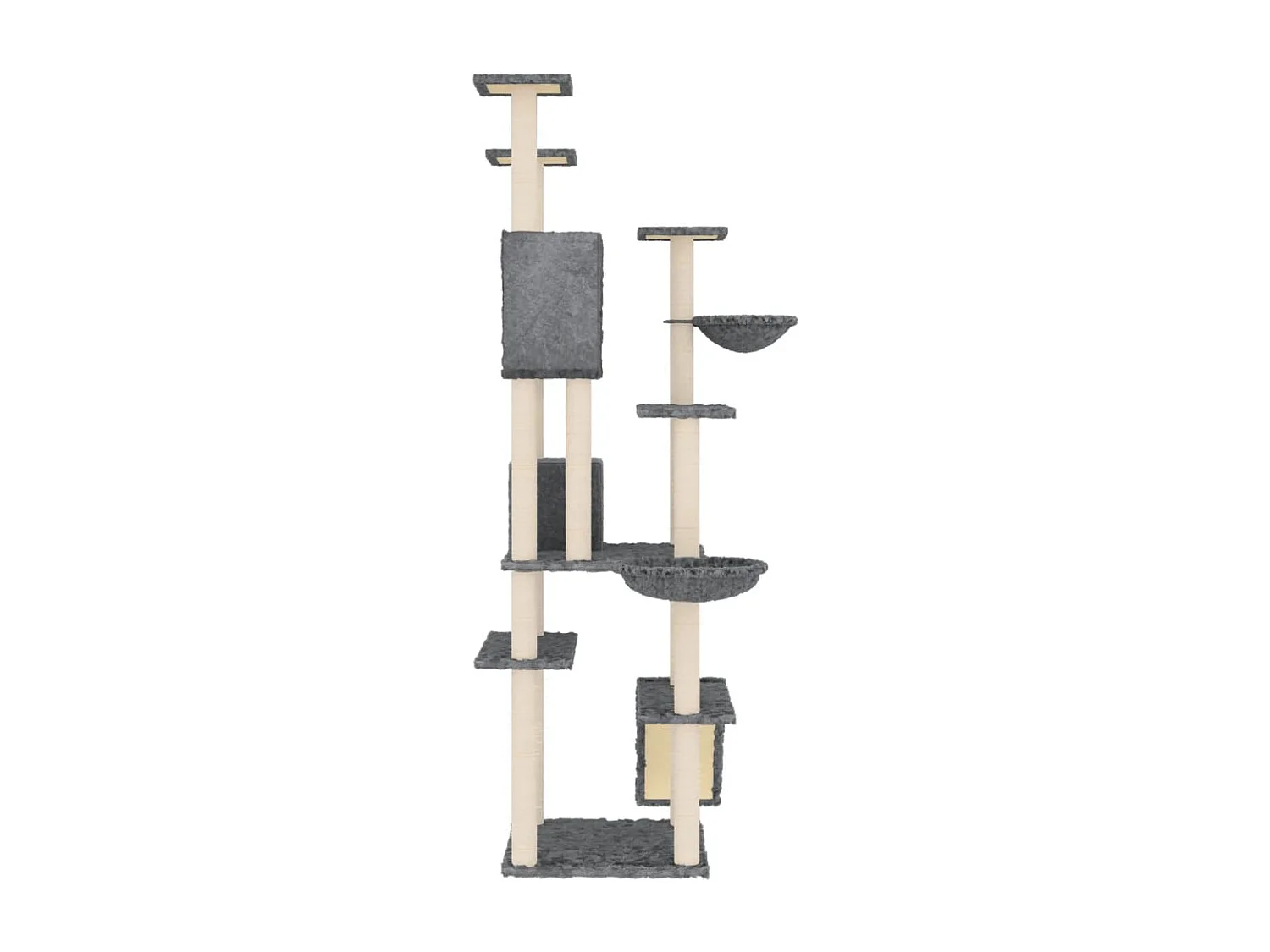 Rascador para gatos con postes de sisal gris oscuro 191 cm