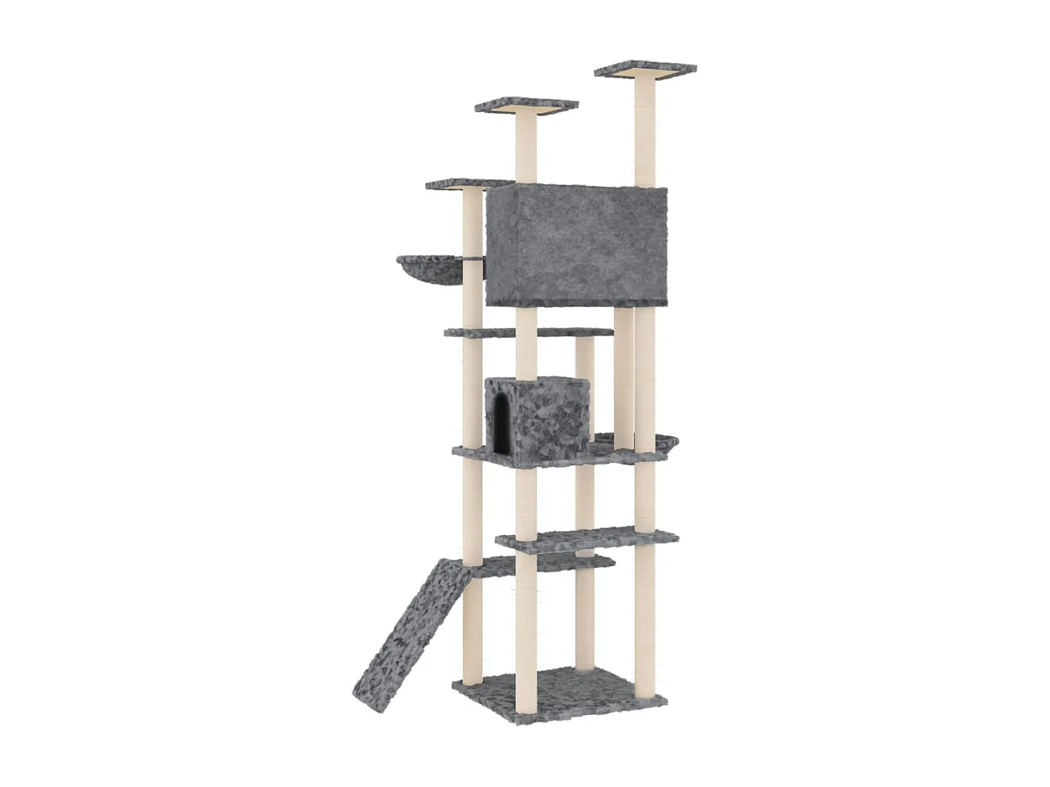Rascador para gatos con postes de sisal gris oscuro 191 cm