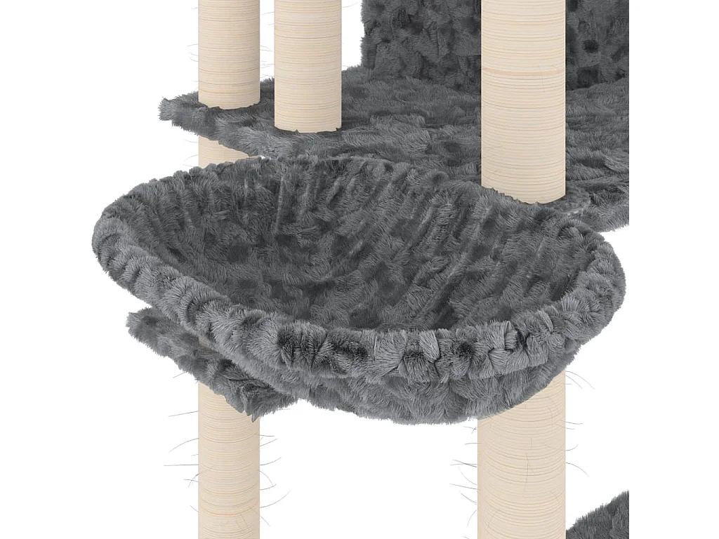 Rascador para gatos con postes de sisal gris oscuro 191 cm