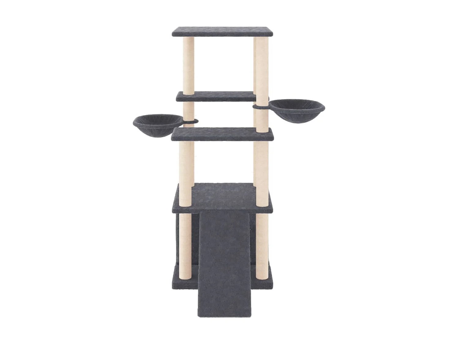 Árvore para gatos com postes arranhadores sisal 133cm cinza-escuro