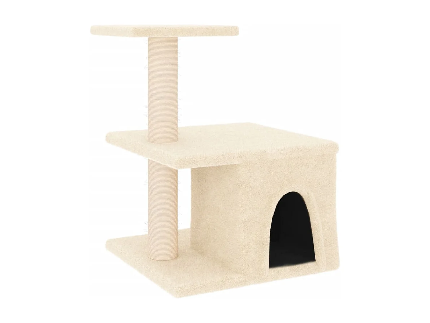Rascador para gatos con postes de sisal color crema 48 cm