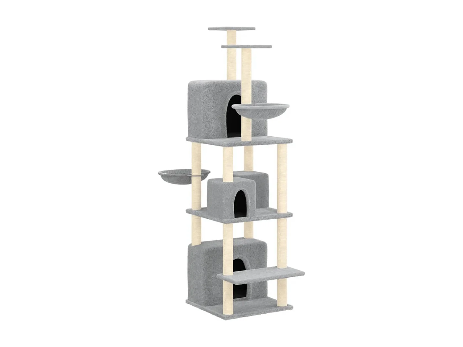 Arbre à chat avec griffoirs en sisal Gris clair 180 cm